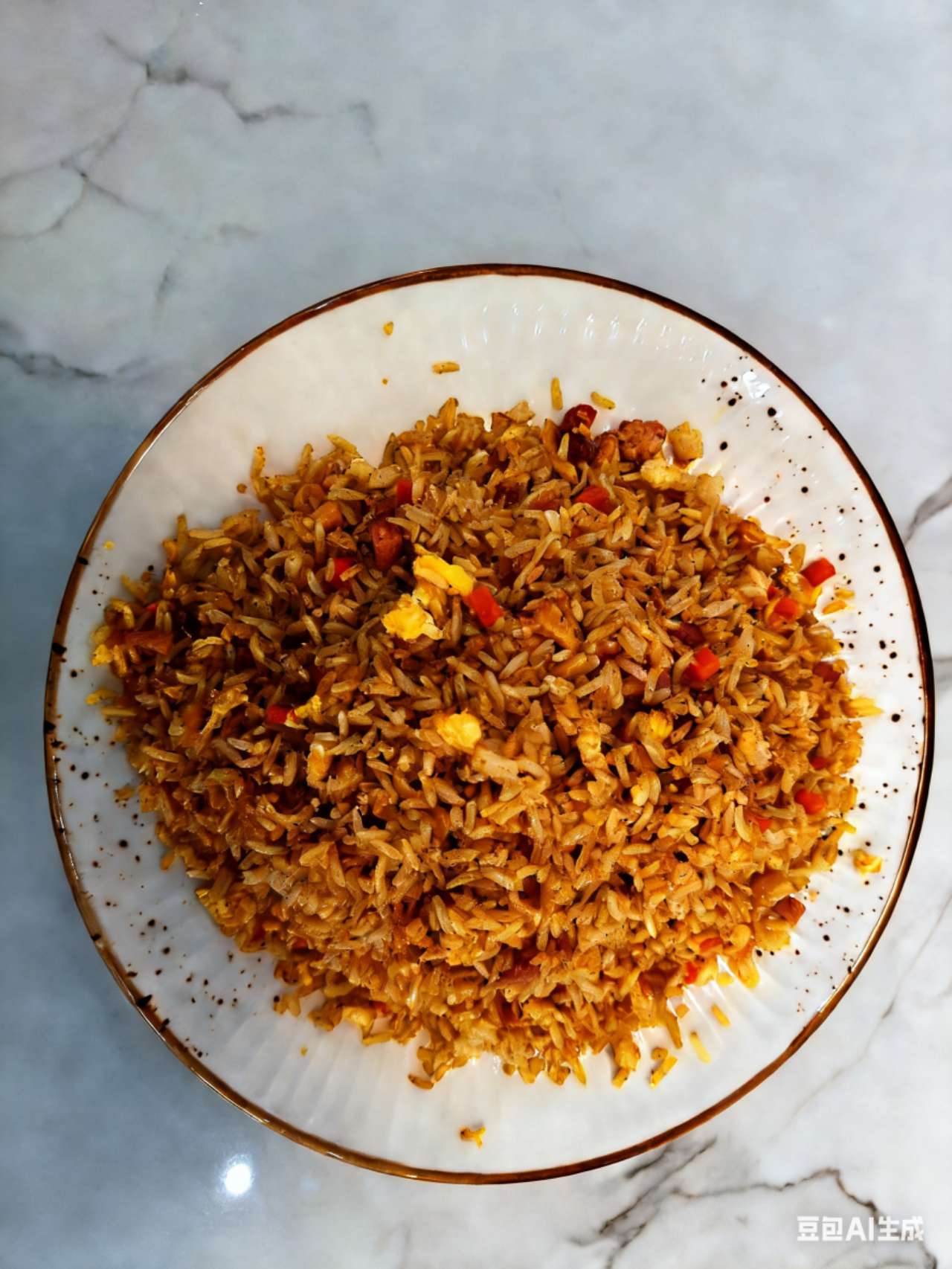 Arroz frito con salsa curry